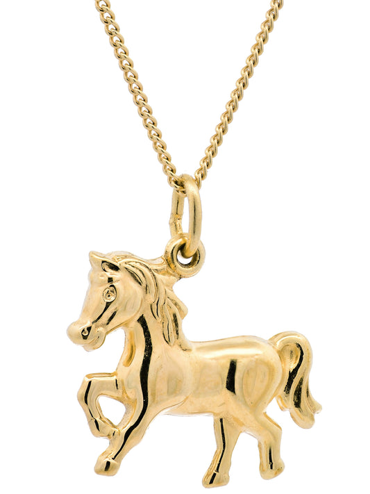 Anhänger Pferd   333-8 Karat Gold mit vergoldeter Silberkette