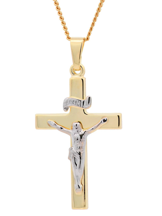 Gold Anhänger Kreuz Korpus  mit Goldkette massiv 333-8 Karat Gold