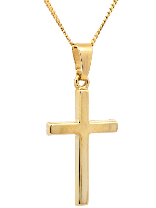 Anhänger Kreuz  585-14 Karat Gold mit vergoldeter Silberkette