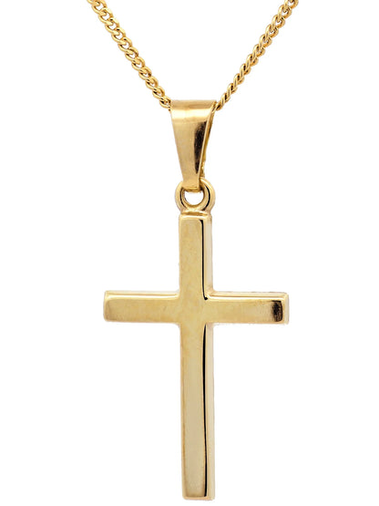Anhänger Kreuz  585-14 Karat Gold mit vergoldeter Silberkette