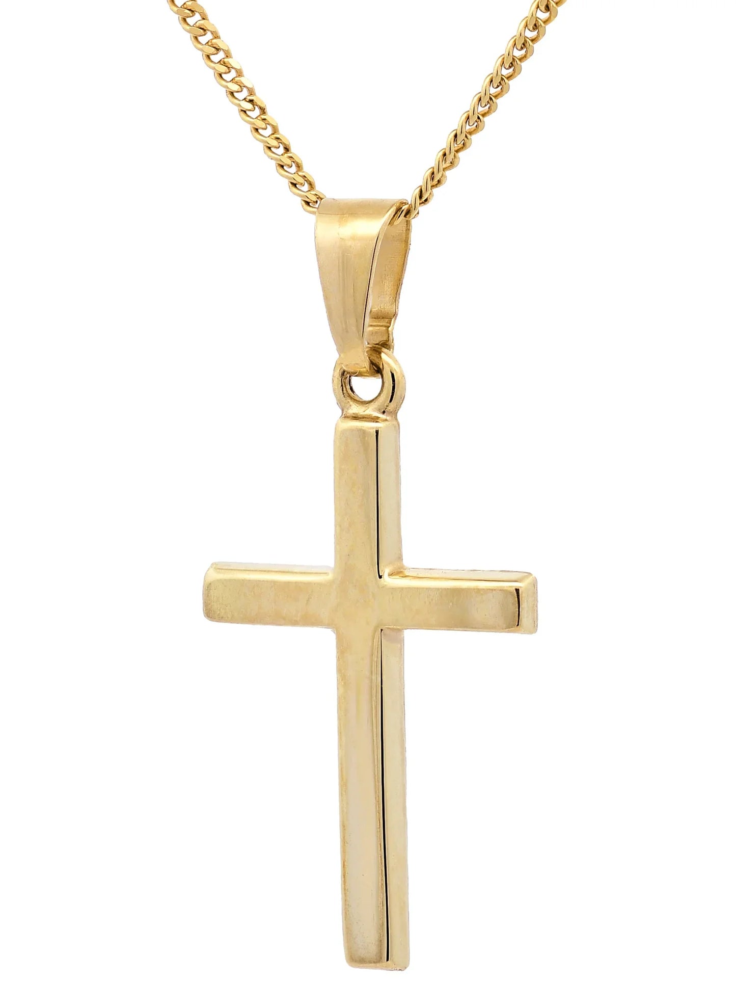 Anhänger Kreuz  585-14 Karat Gold mit vergoldeter Silberkette