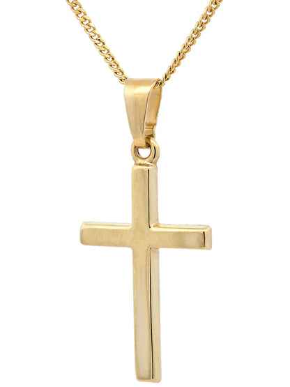 Anhänger Kreuz  585-14 Karat Gold mit vergoldeter Silberkette