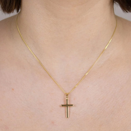 Anhänger Kreuz  585-14 Karat Gold mit vergoldeter Silberkette