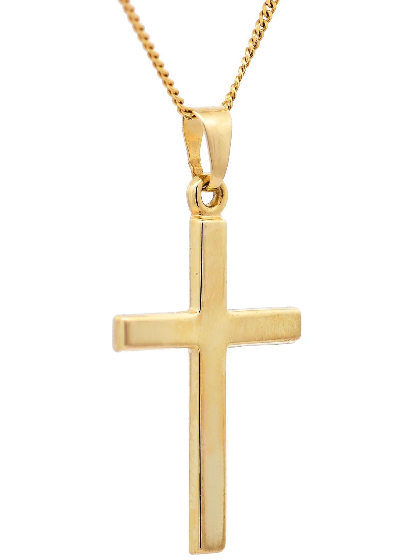 Gold Anhänger Kreuz mit Goldkette massiv 585 - 14 Karat Gold