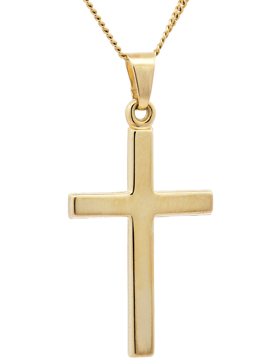 Anhänger Kreuz  585-14 Karat Gold mit vergoldeter Silberkette