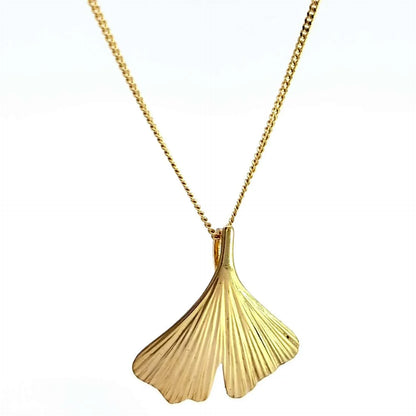 Gold Anhänger Ginkoblatt    mit Goldkette massiv 375 - 9 Karat Gold