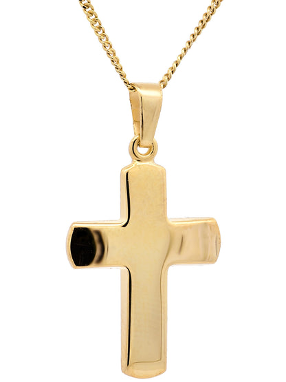 Gold Anhänger Kreuz mit Goldkette massiv 585 - 14 Karat Gold