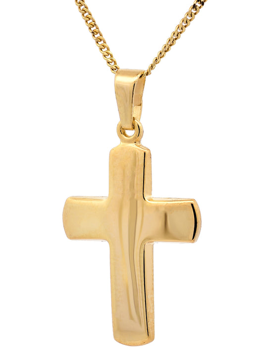 Gold Anhänger Kreuz mit Goldkette massiv 585 - 14 Karat Gold