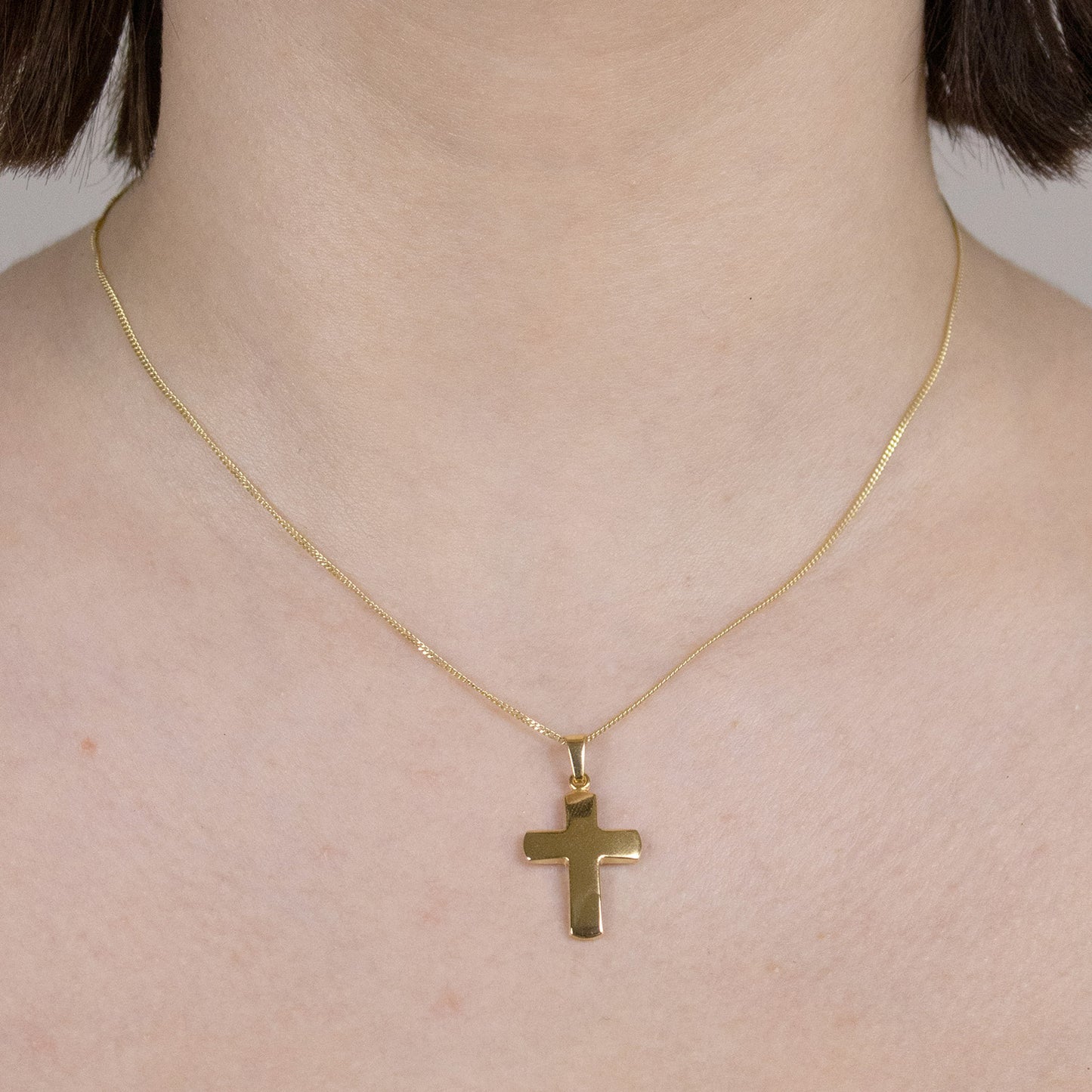 Gold Anhänger Kreuz mit Goldkette massiv 585 - 14 Karat Gold