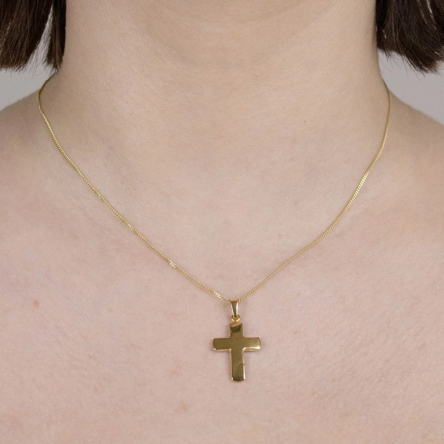 Anhänger Kreuz  585-14 Karat Gold mit vergoldeter Silberkette