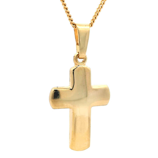 Gold Anhänger Kreuz mit Goldkette massiv 585 - 14 Karat Gold