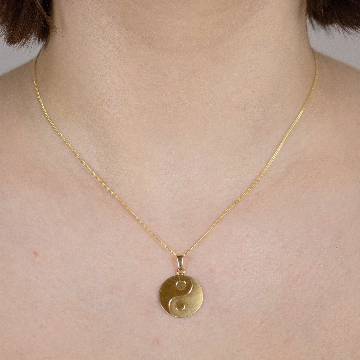 Gold Anhänger Ying Yang  mit Goldkette massiv 333 - 8 Karat Gold