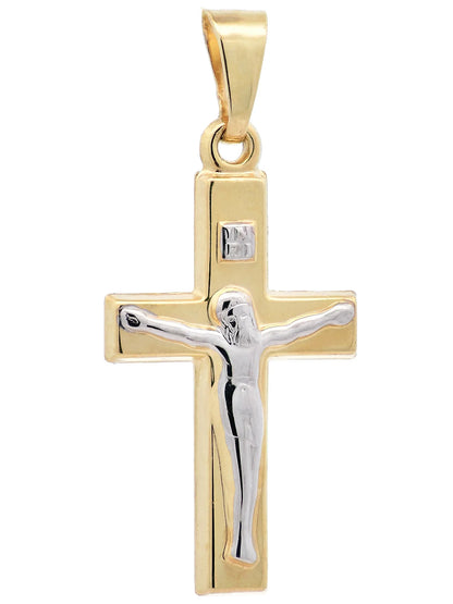Gold Anhänger Kreuz Korpus  massiv 333 - 8 Karat Gold rhodiniert