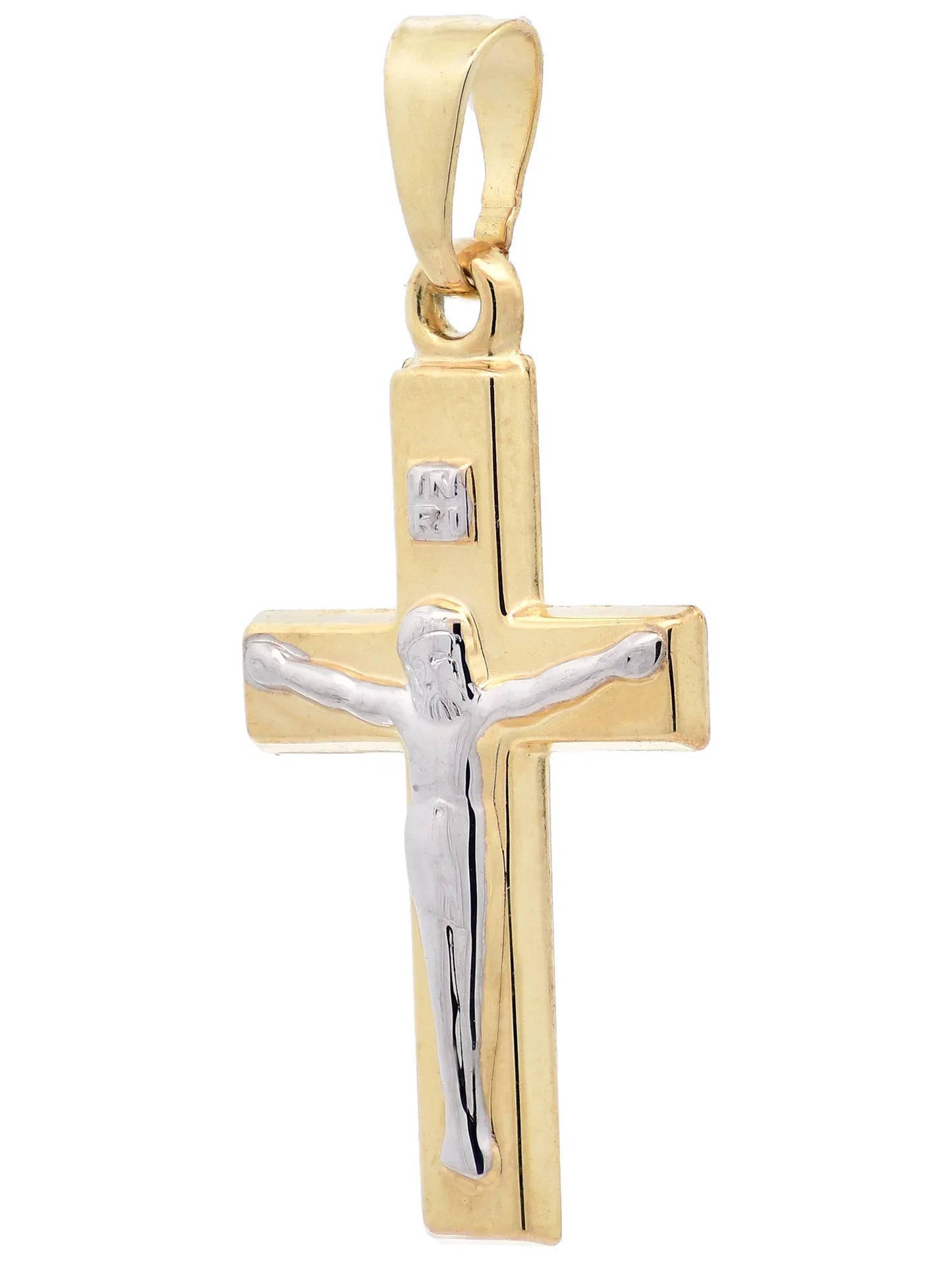 Gold Anhänger Kreuz Korpus  massiv 333 - 8 Karat Gold rhodiniert