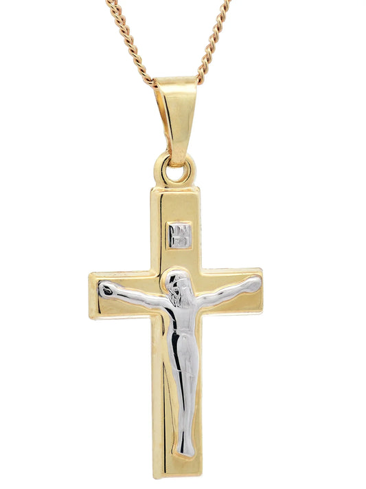 Gold Anhänger Kreuz Korpus  mit Goldkette massiv 333-8 Karat Gold