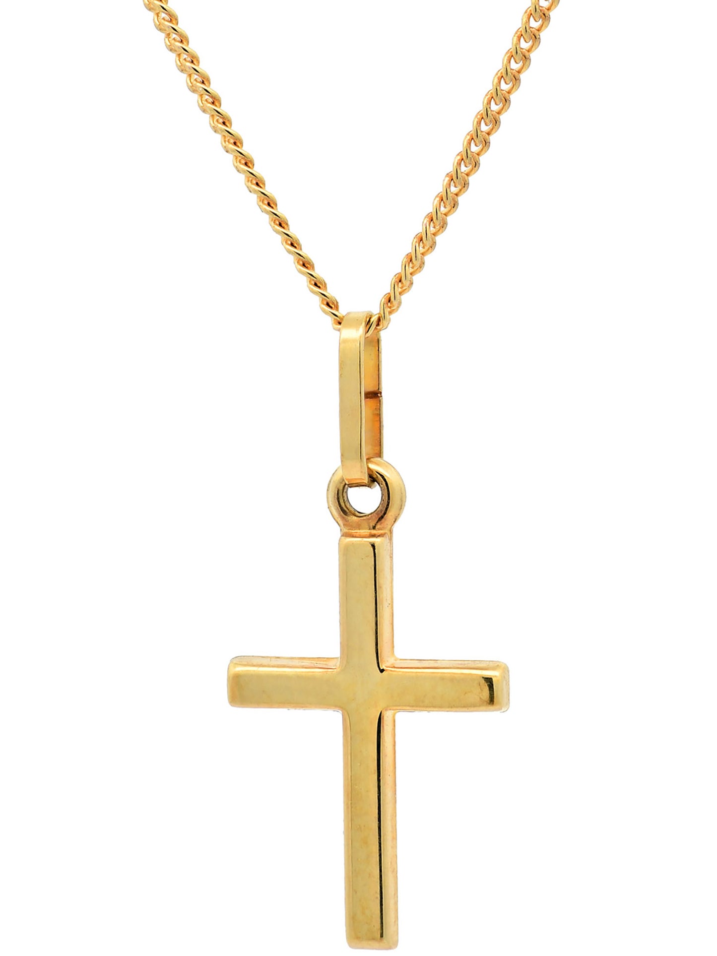 Gold Anhänger Kreuz mit Goldkette massiv 585 - 14 Karat Gold