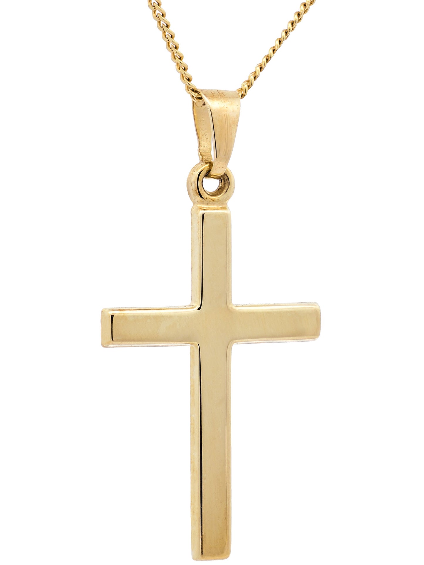 Gold Anhänger Kreuz mit Goldkette massiv 585 - 14 Karat Gold