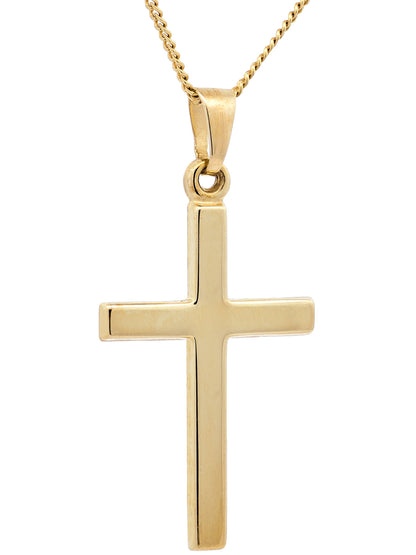 Gold Anhänger Kreuz mit Goldkette massiv 585 - 14 Karat Gold