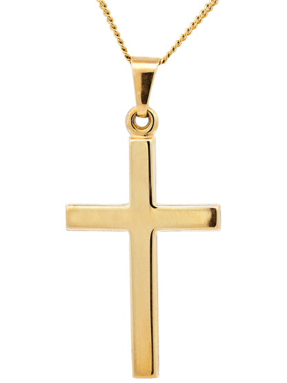 Gold Anhänger Kreuz mit Goldkette massiv 585 - 14 Karat Gold