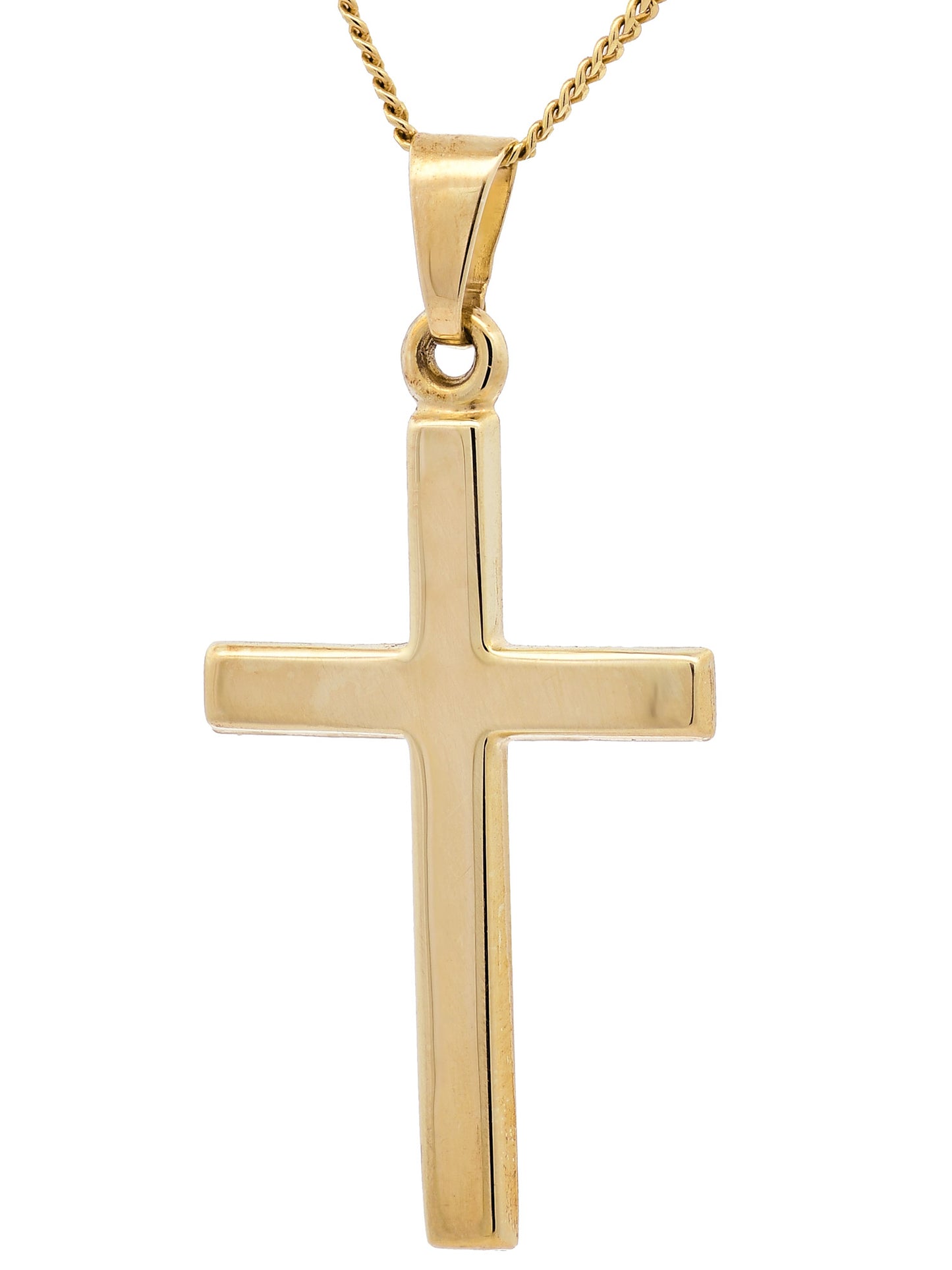 Gold Anhänger Kreuz mit Goldkette massiv 585 - 14 Karat Gold
