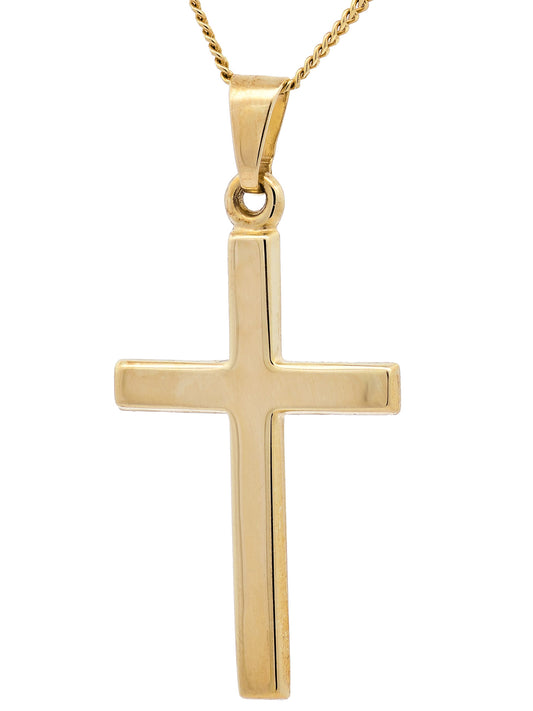 Gold Anhänger Kreuz mit Goldkette massiv 585 - 14 Karat Gold