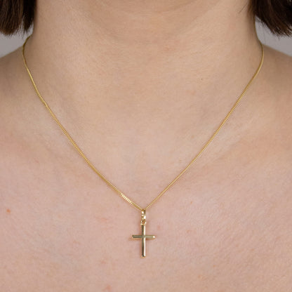 Gold Anhänger Kreuz mit Goldkette massiv 585 - 14 Karat Gold