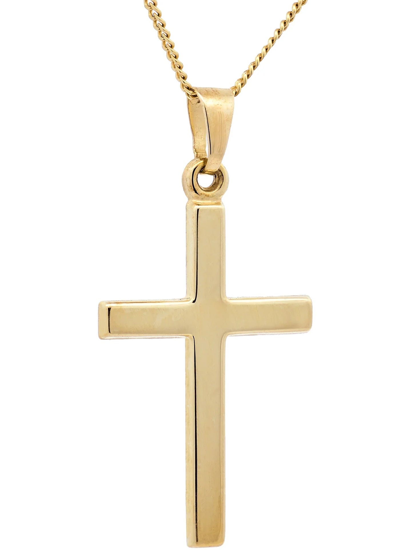 Anhänger Kreuz  585-14 Karat Gold mit vergoldeter Silberkette