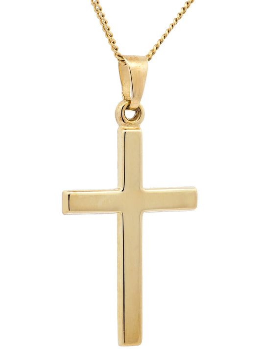 Anhänger Kreuz  585-14 Karat Gold mit vergoldeter Silberkette