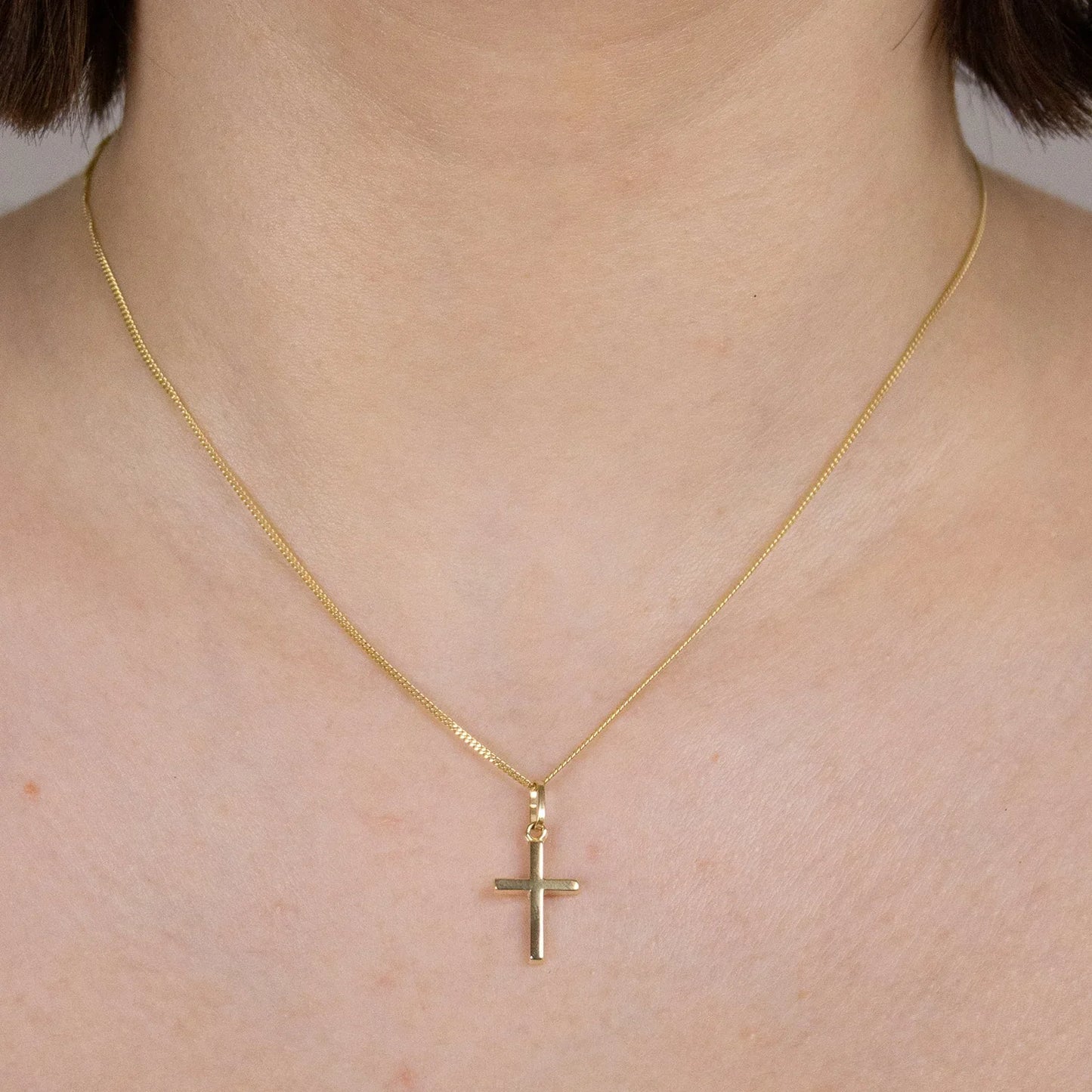 Anhänger Kreuz  585-14 Karat Gold mit vergoldeter Silberkette
