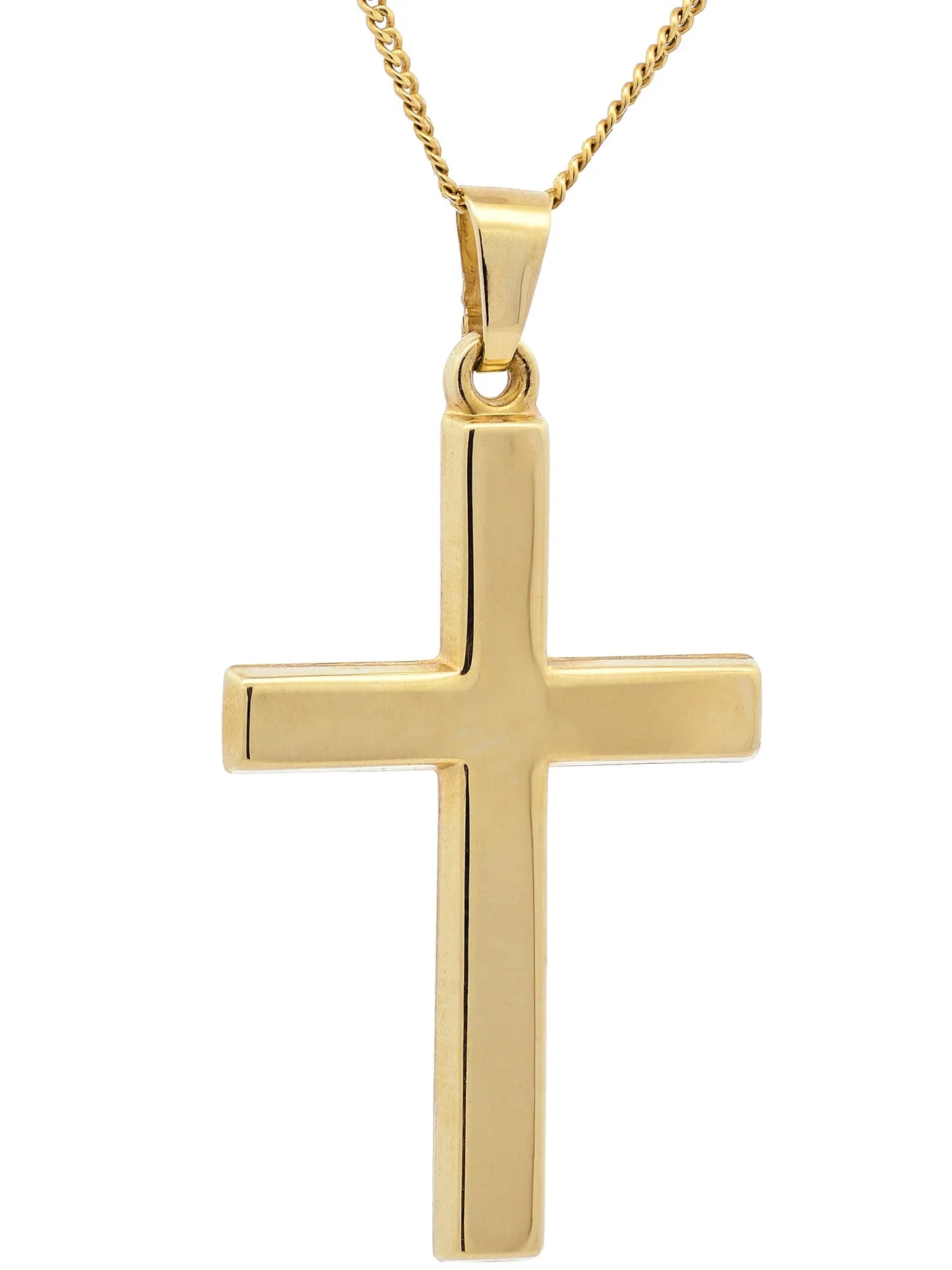 Gold Anhänger Kreuz mit Goldkette massiv 585 - 14 Karat Gold