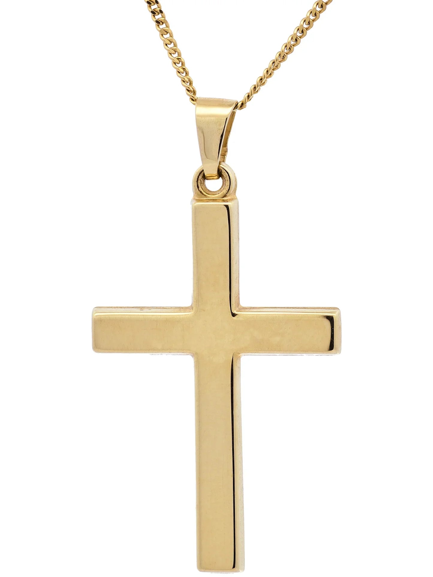 Gold Anhänger Kreuz mit Goldkette massiv 585 - 14 Karat Gold