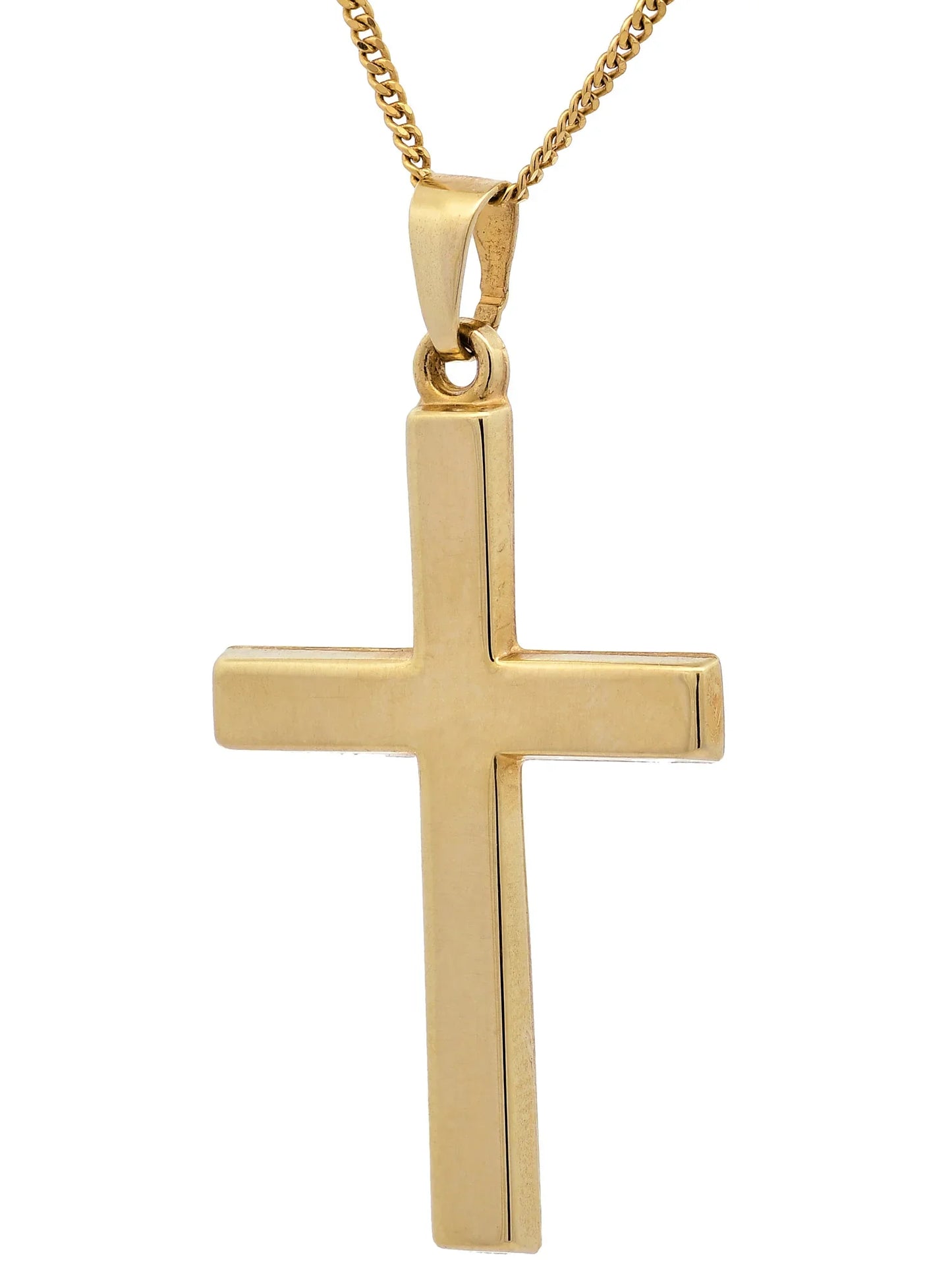 Gold Anhänger Kreuz mit Goldkette massiv 585 - 14 Karat Gold