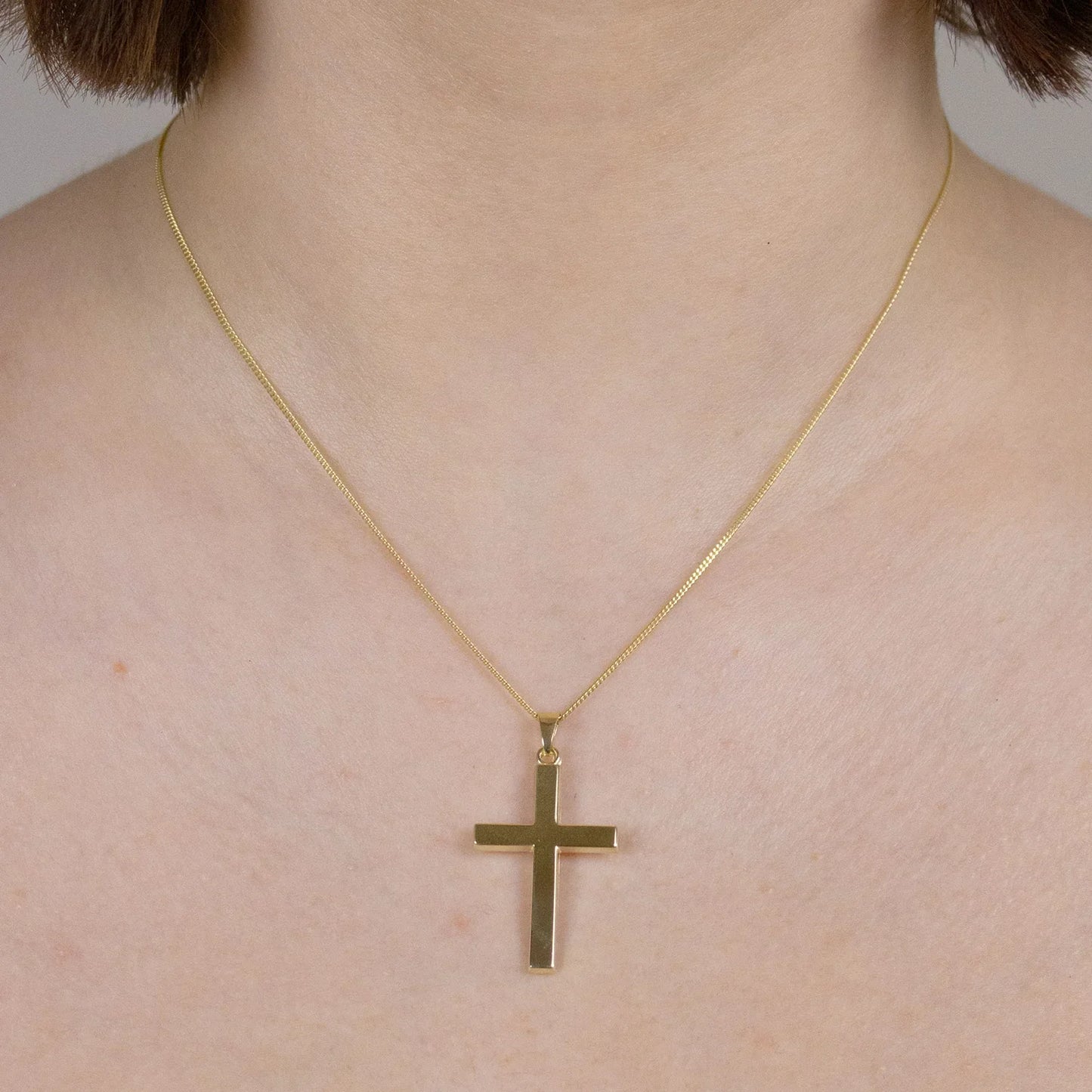 Gold Anhänger Kreuz mit Goldkette massiv 585 - 14 Karat Gold
