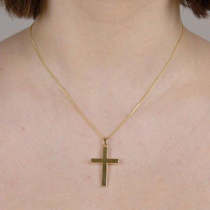 Gold Anhänger Kreuz mit Goldkette massiv 585 - 14 Karat Gold