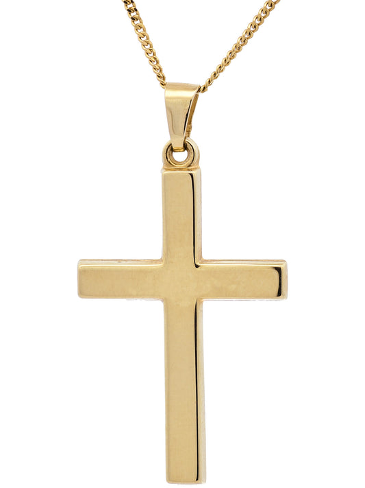 Anhänger Kreuz  585-14 Karat Gold mit vergoldeter Silberkette