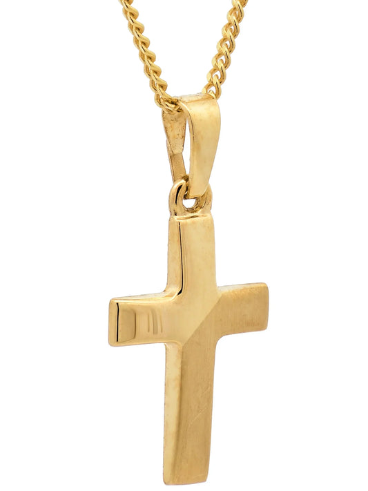 Anhänger Kreuz   333-8 Karat Gold mit vergoldeter Silberkette