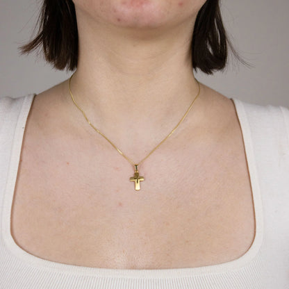 Anhänger Kreuz 585 14 Karat Gold mit massiver Goldkette 1,1 mm 585-14 Karat Gold Juwelier Qualität