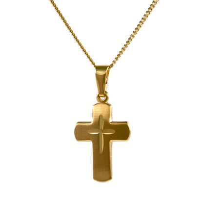 Anhänger Kreuz 585 14 Karat Gold mit massiver Goldkette 1,1 mm 585-14 Karat Gold Juwelier Qualität