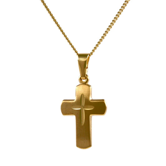 Anhänger Kreuz 585 14 Karat Gold mit massiver Goldkette 1,1 mm 585-14 Karat Gold Juwelier Qualität