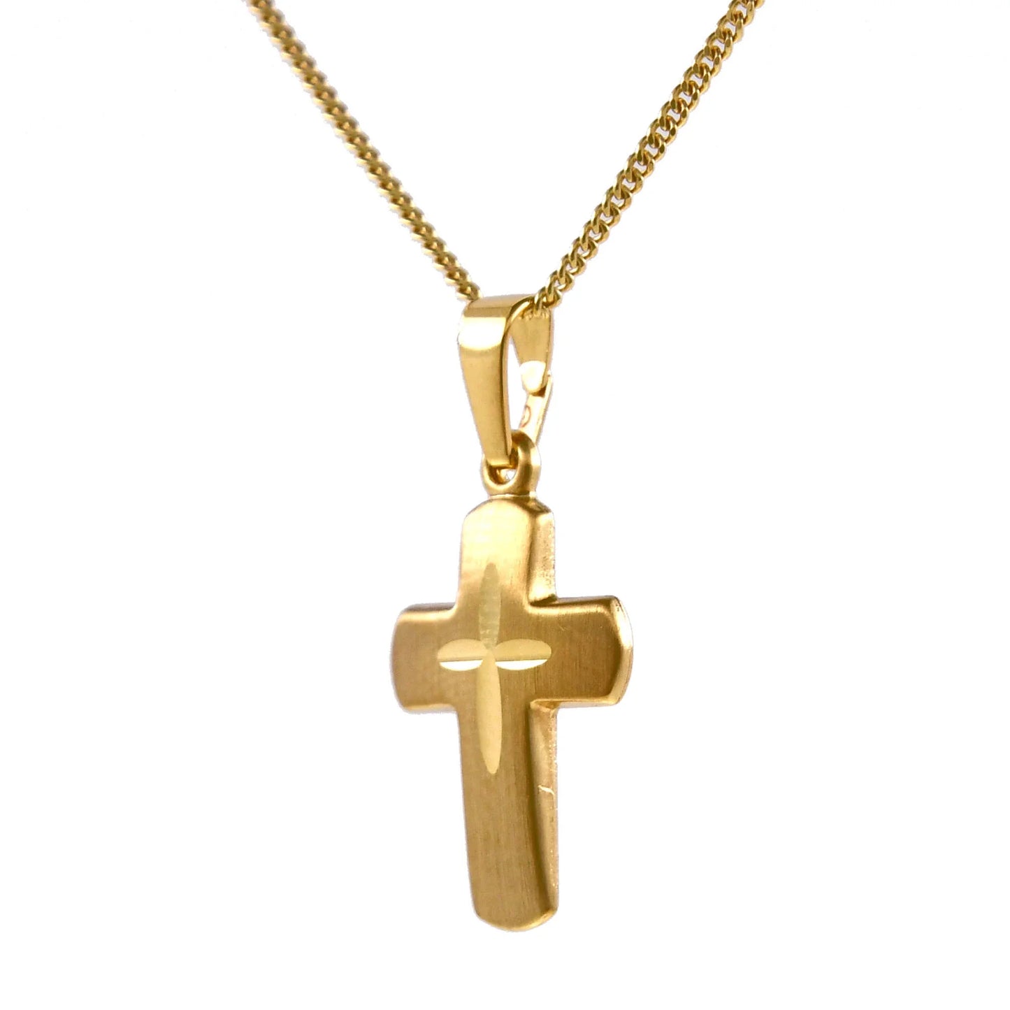 Anhänger Kreuz 585 14 Karat Gold mit massiver Goldkette 1,1 mm 585-14 Karat Gold Juwelier Qualität