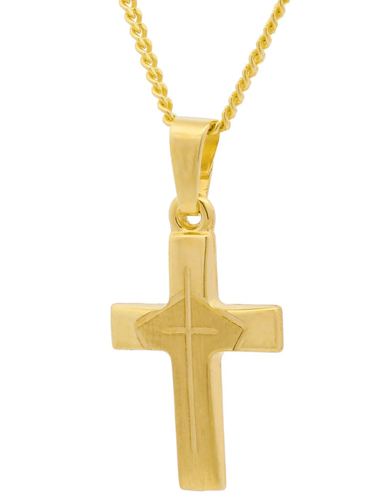 Gold Anhänger Kreuz  mit Goldkette massiv 333 - 8 Karat Gold