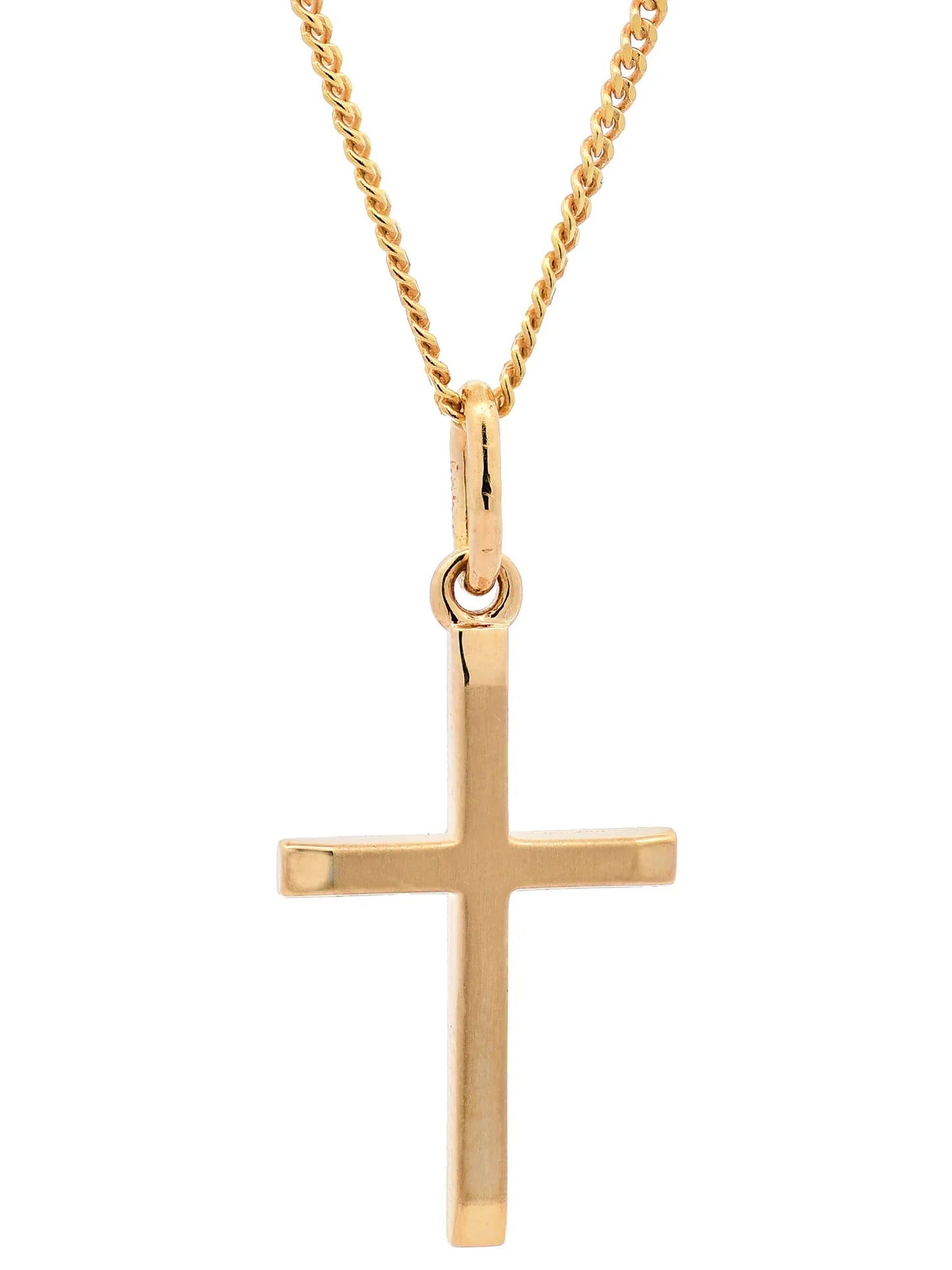 Gold Anhänger Kreuz mit Goldkette massiv 585 - 14 Karat Gold