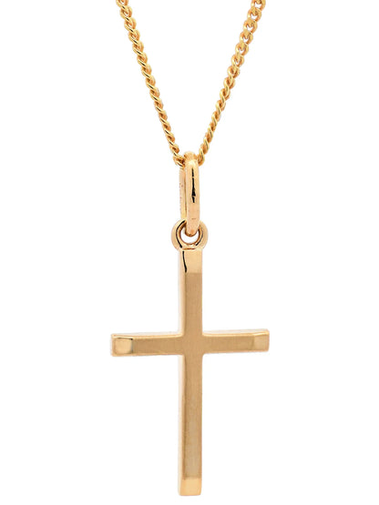 Gold Anhänger Kreuz mit Goldkette massiv 585 - 14 Karat Gold