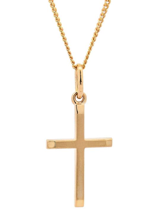 Gold Anhänger Kreuz mit Goldkette massiv 585 - 14 Karat Gold