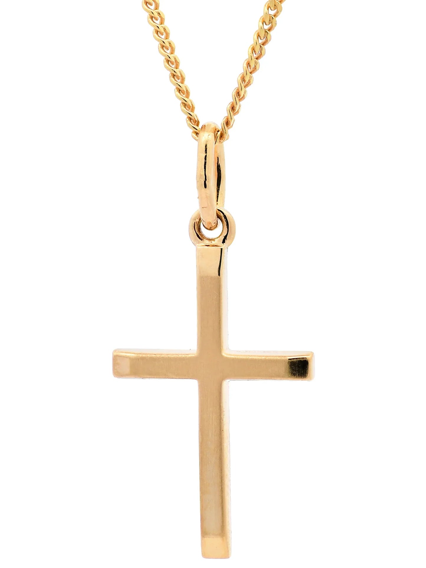 Gold Anhänger Kreuz mit Goldkette massiv 585 - 14 Karat Gold