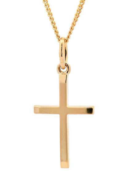 Gold Anhänger Kreuz mit Goldkette massiv 585 - 14 Karat Gold