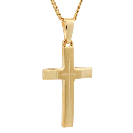 Anhänger Kreuz mit massiver Goldkette 1,1 mm 333-8 Karat Gold
