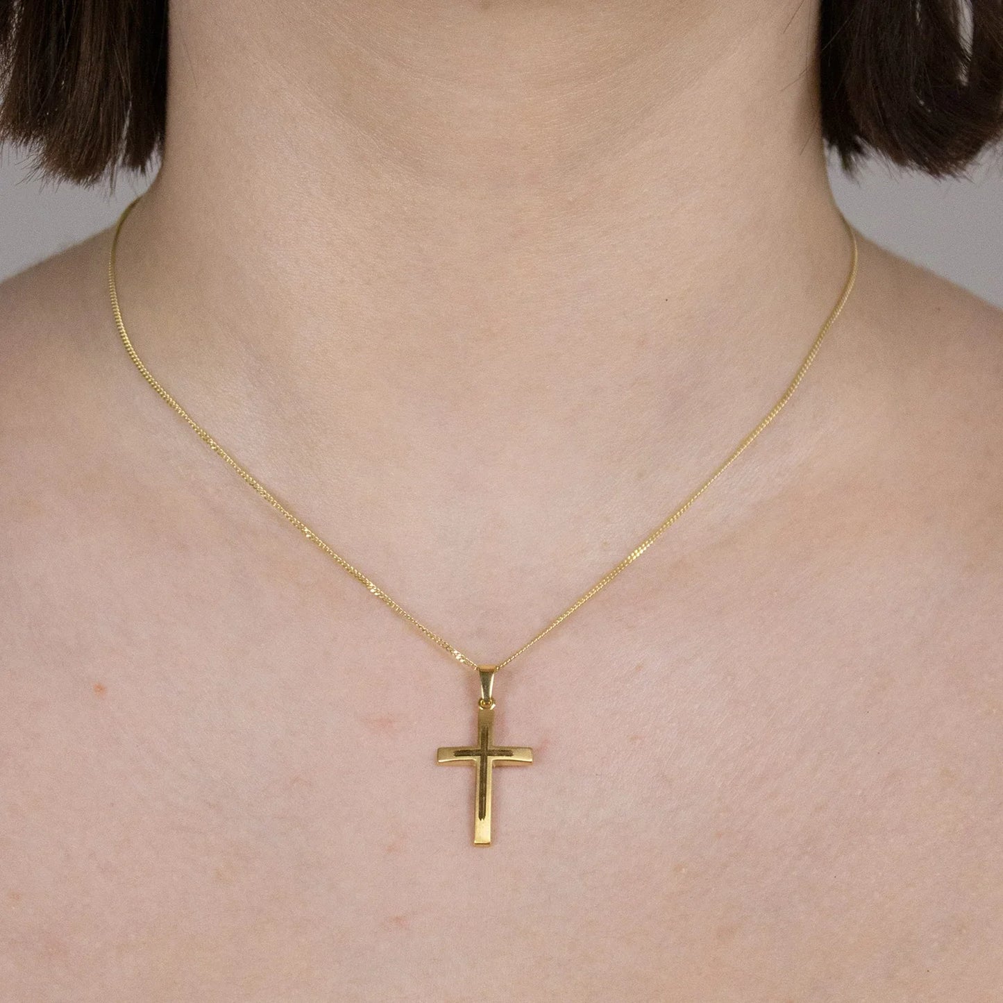 Gold Anhänger Kreuz  mit Goldkette massiv 333 - 8 Karat Gold