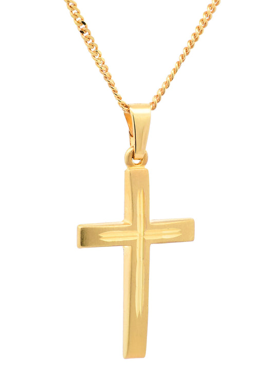 Anhänger Kreuz   333-8 Karat Gold mit vergoldeter Silberkette