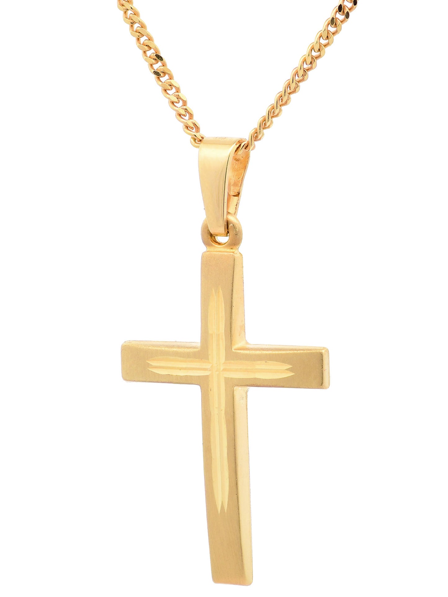 Anhänger Kreuz   333-8 Karat Gold mit vergoldeter Silberkette